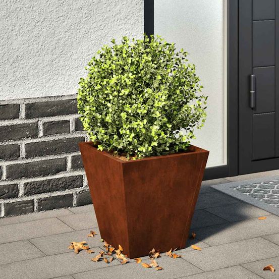 Jardinière carrée acier corten effet rouillé 30cm