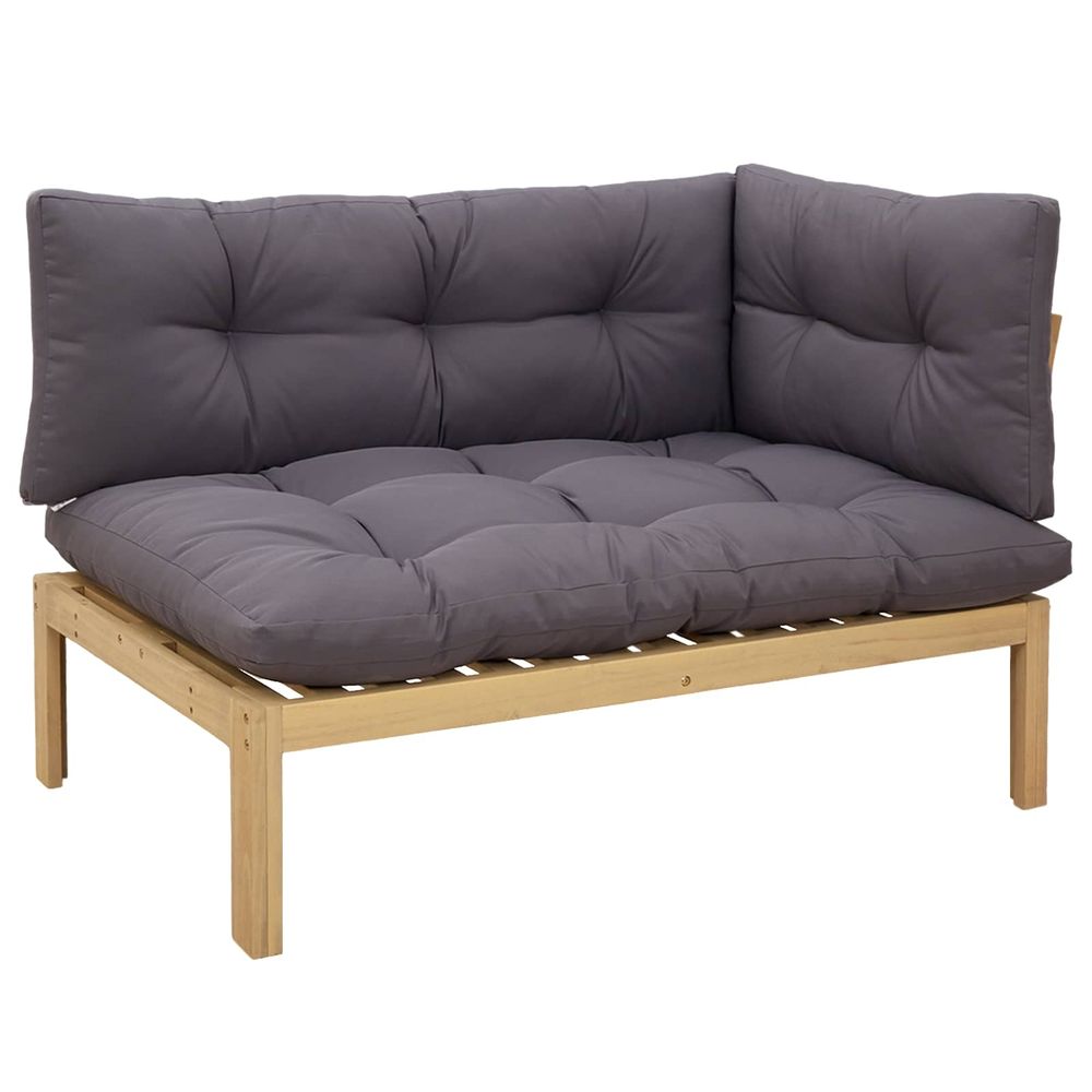 Unité de canapé d'angle acacia clair et gris foncé