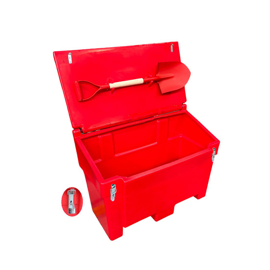 Bac à sable incendie/ à sel de déneigement 200l +grenouillères + cadenas + pelle