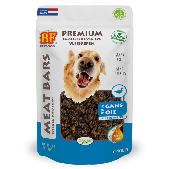 Friandises, lamelles viande séchée à l'oie, sans céréales, sachet de 100g