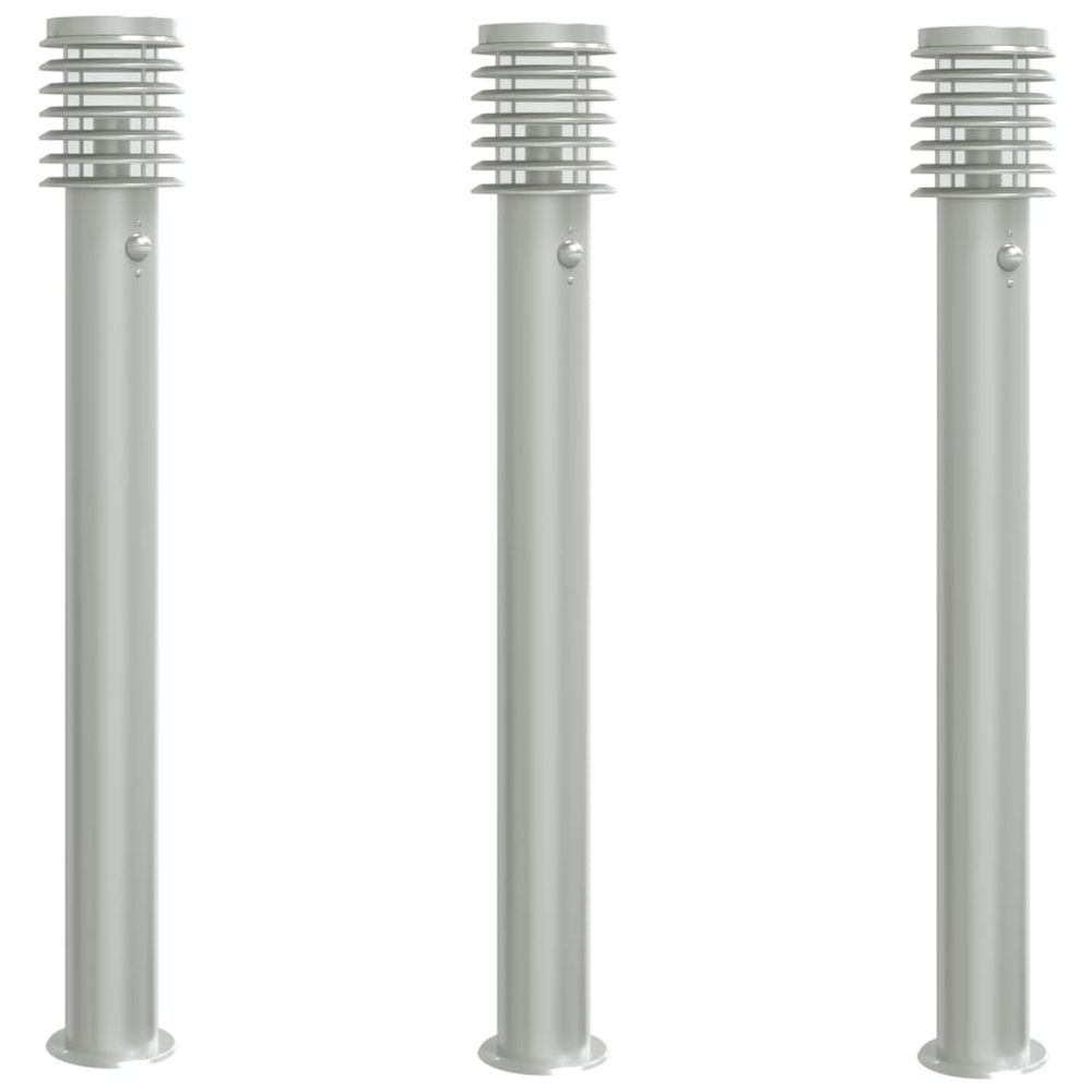 Lampadaires d'extérieur avec capteurs 3 pcs acier inoxydable
