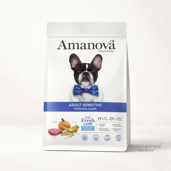 Croquettes chien sans céréales agneau sensible amanova 2 kg