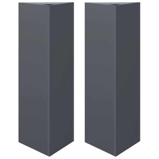 Jardinière bac lit surélevé plantes fleurs jardin terrasses lot de 2 triangulaire 30 x 26 x 75 cm acier anthracite