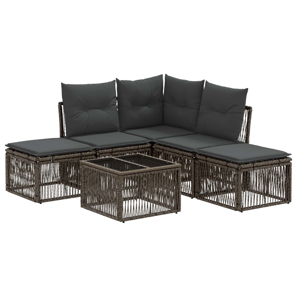 Ensemble de canapé de jardin 6 pcs gris polyrotin