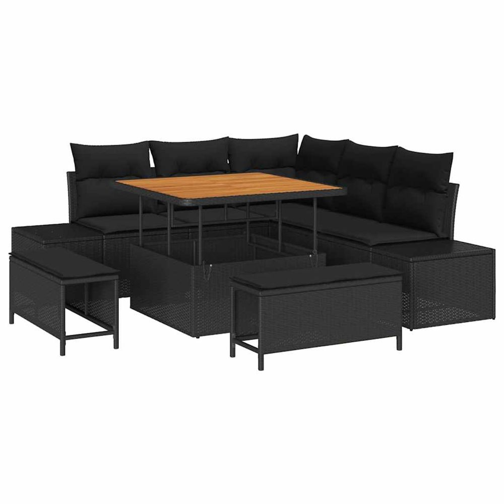 Ensemble de canapé de jardin 8 pc noir poly rotin