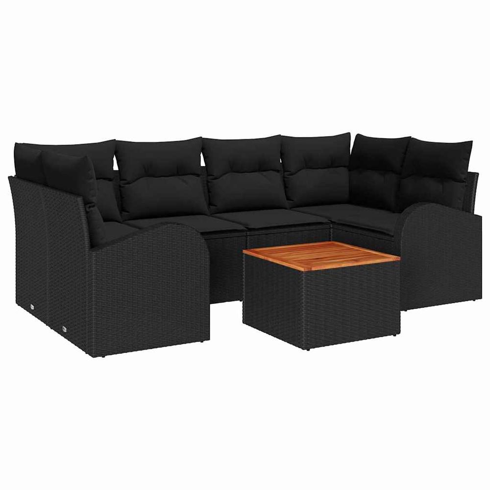 Ensemble de canapé de jardin 7 pc noir polyrotin