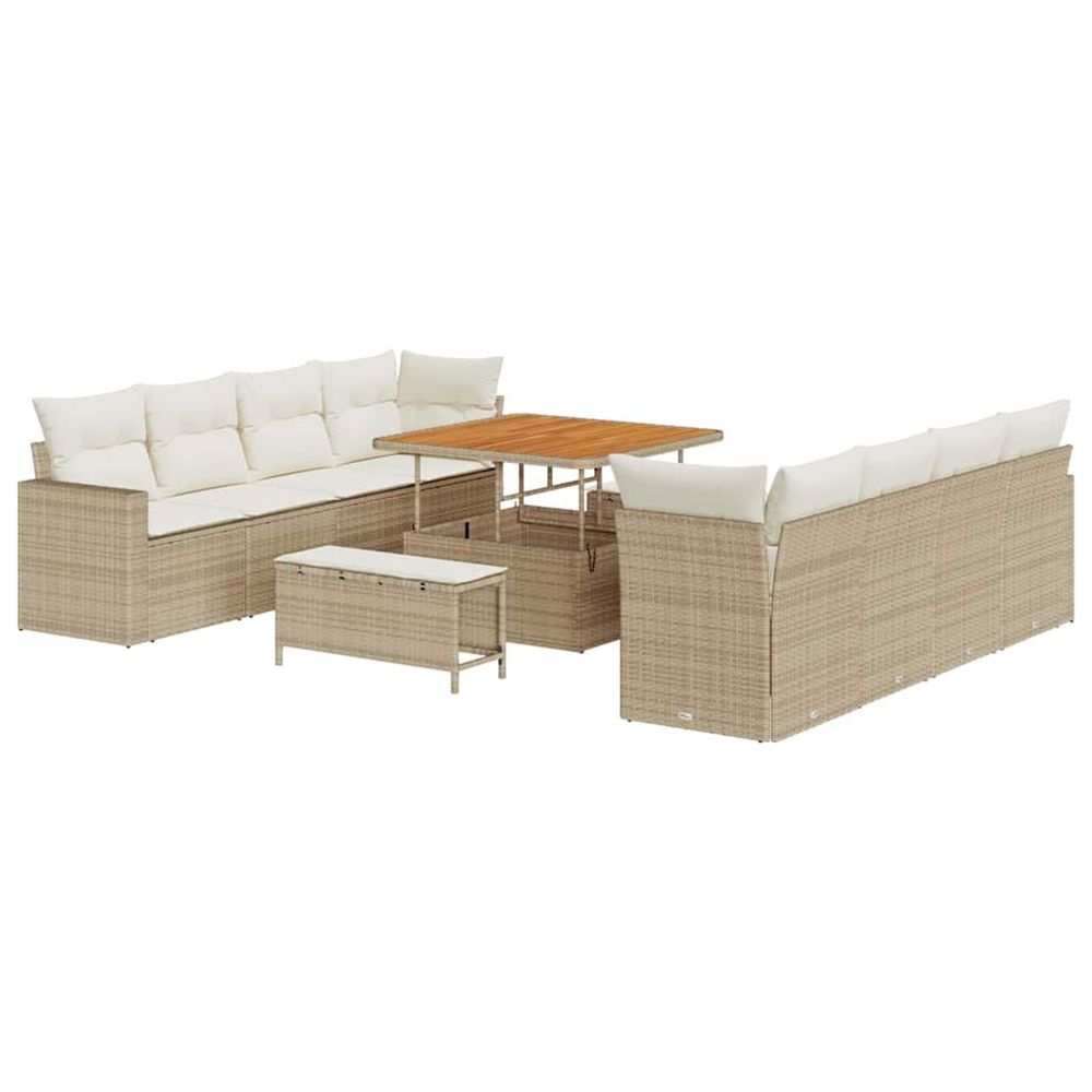 Ensemble de canapé de jardin 11 pc beige polyrotin