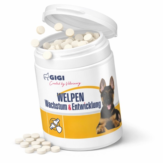 Gigi vet croissance & développement du chiot – renforce dents & articulations 30 comprimés