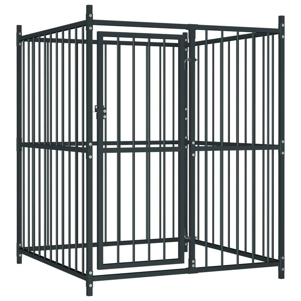 Chenil extérieur cage enclos parc animaux chien extérieur pour chiens 120 x 120 x 150 cm noir