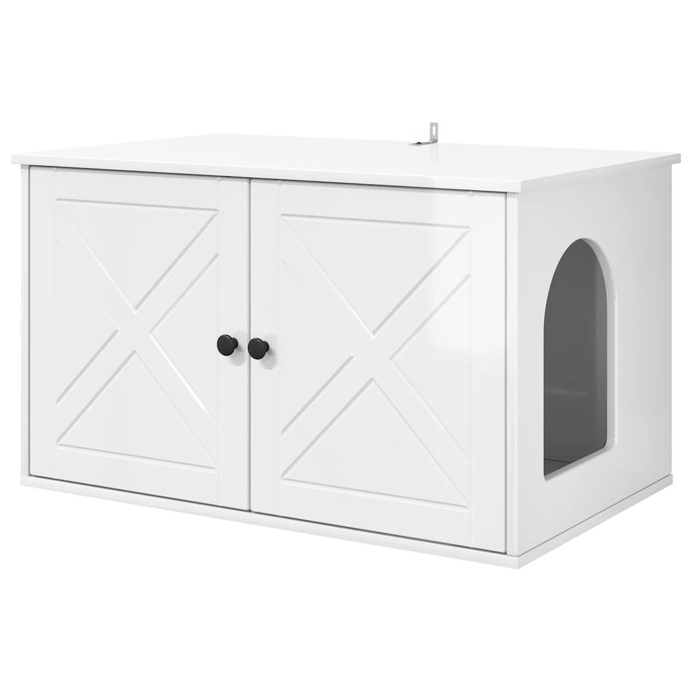 Maison pour chat blanc brillant 85 x 55 x 50,5 cm