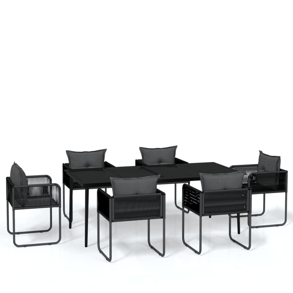 Ensemble à manger de jardin 7 pcs noir