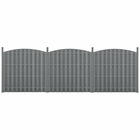 3 pièces de clôture barrière brise vue brise vent bois composite wpc demi-cercle arrondi 185 x 562 cm gris