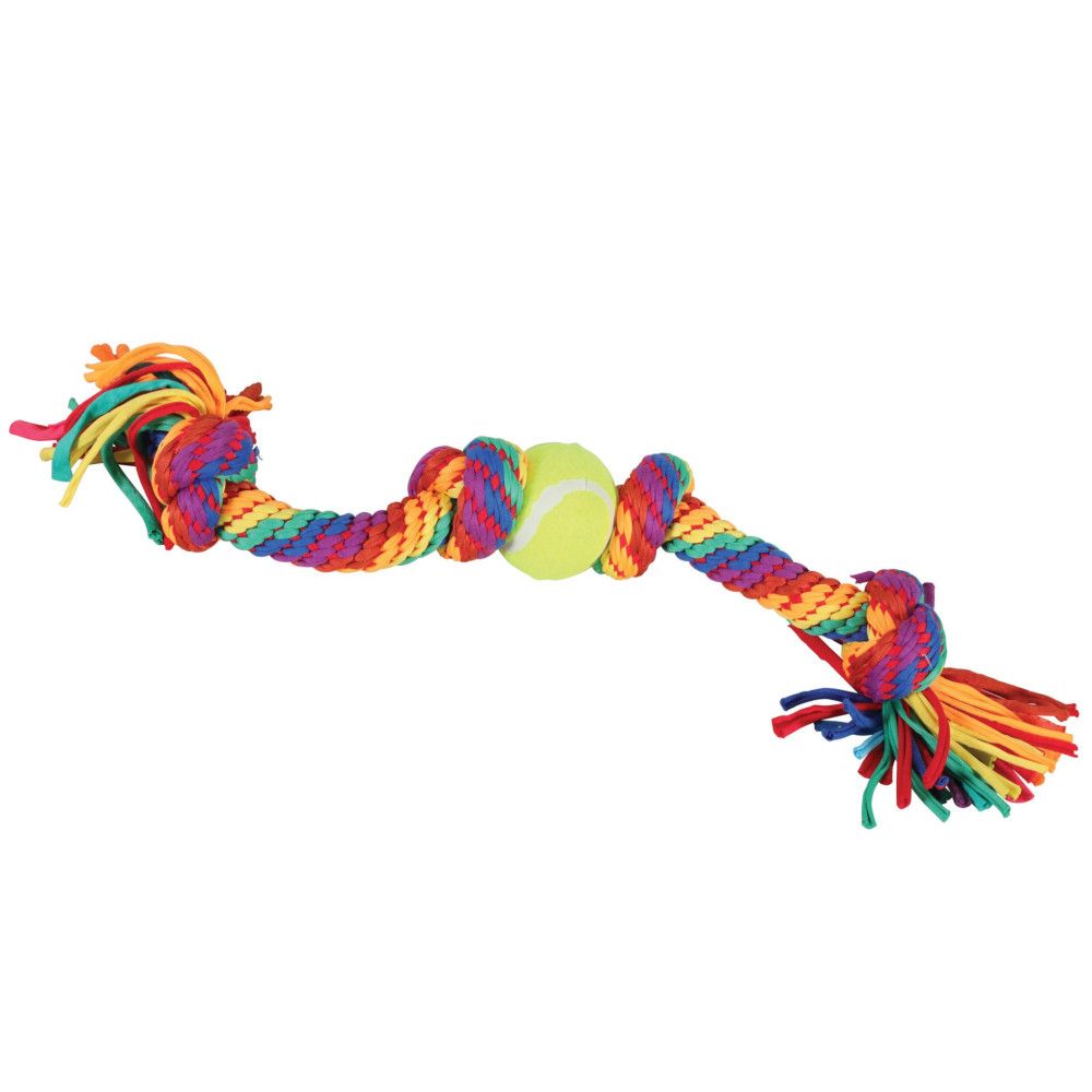 Jouet balle de tennis sur corde rainbow pour chien 60 cm - zolux