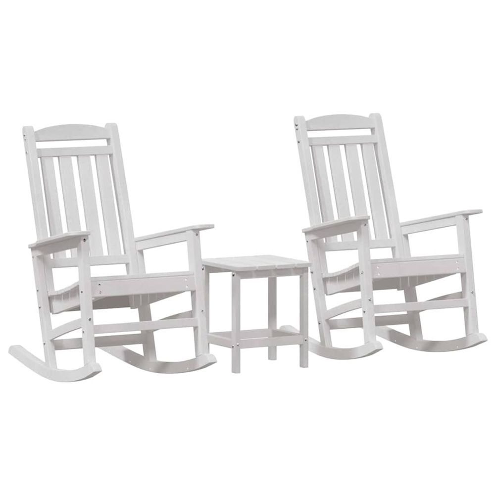 Chaise à bascule 3 pc blanc polyéthylène