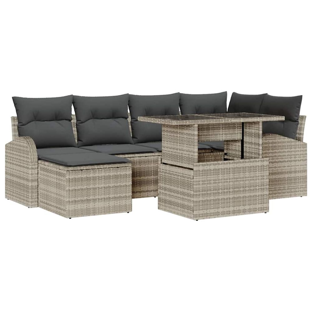 Ensemble de canapé de jardin 7 pc gris clair poly rotin