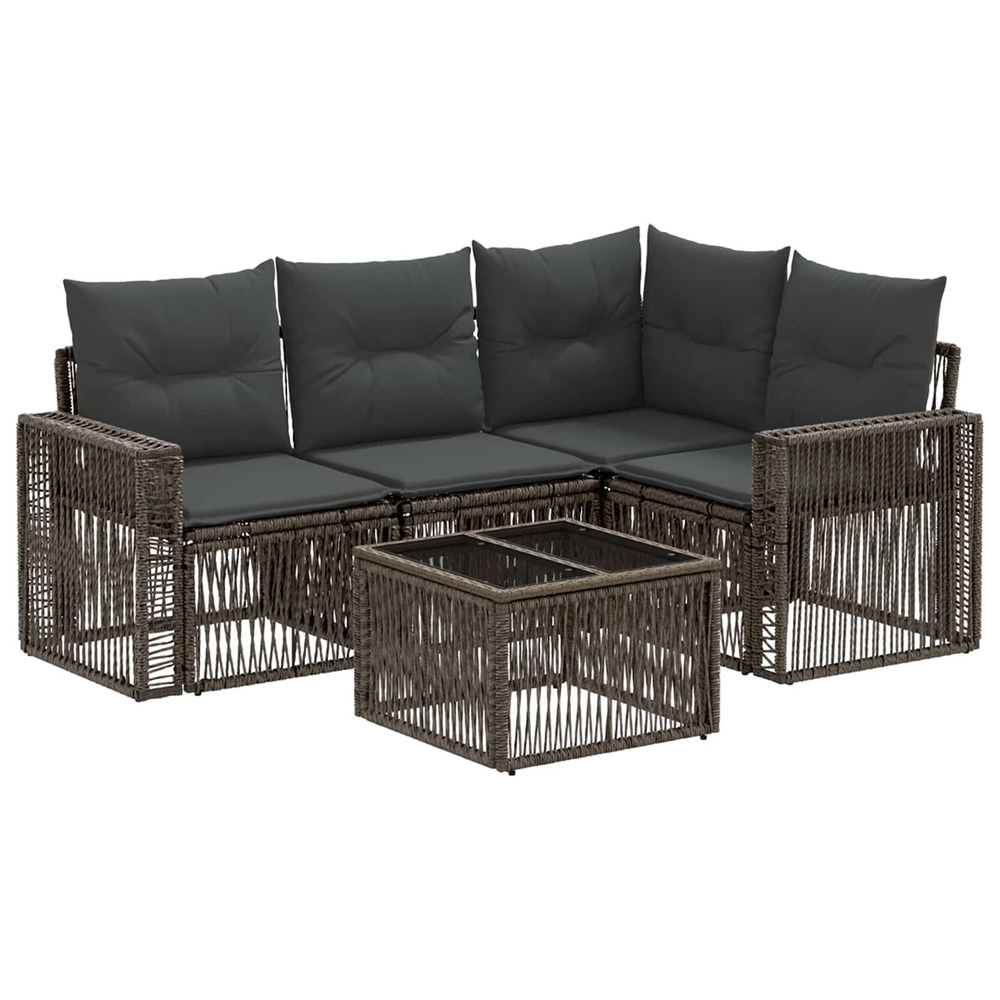 Ensemble de canapé de jardin 5 pcs gris et gris foncé polyrotin