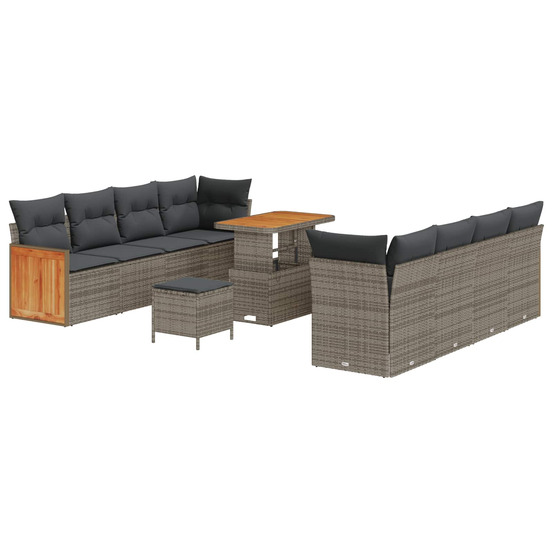 Ensemble de canapé de jardin avec coussin 11 pcs gris
