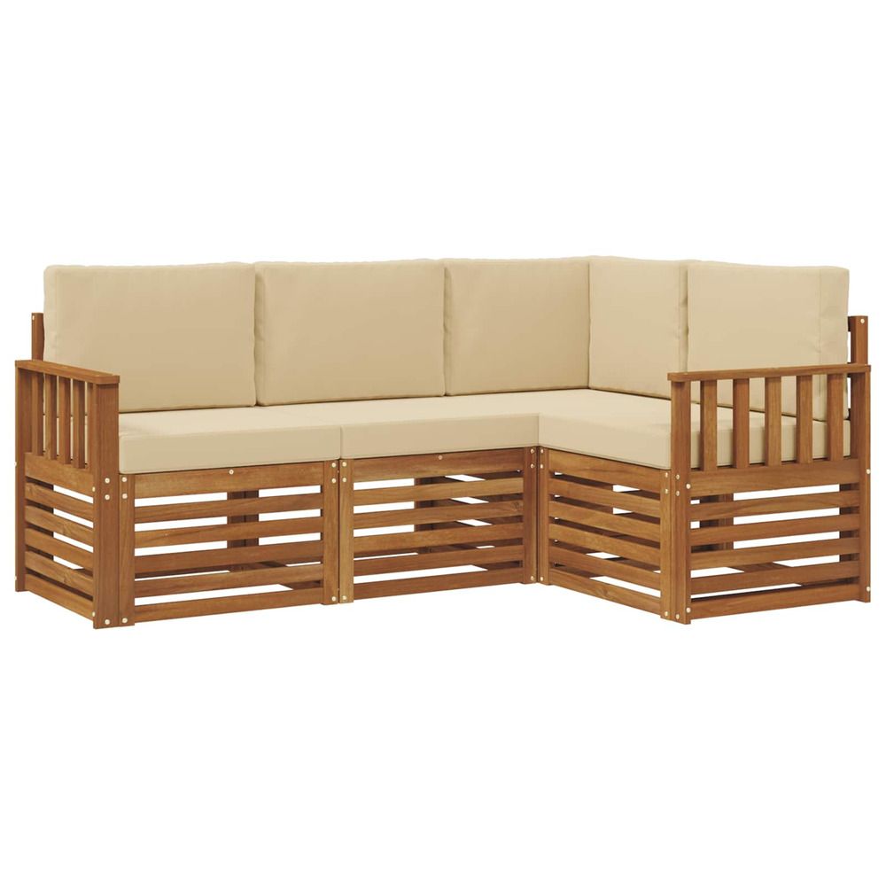 Ensemble de canapés d'extérieur 4 pc naturel et beige polyester