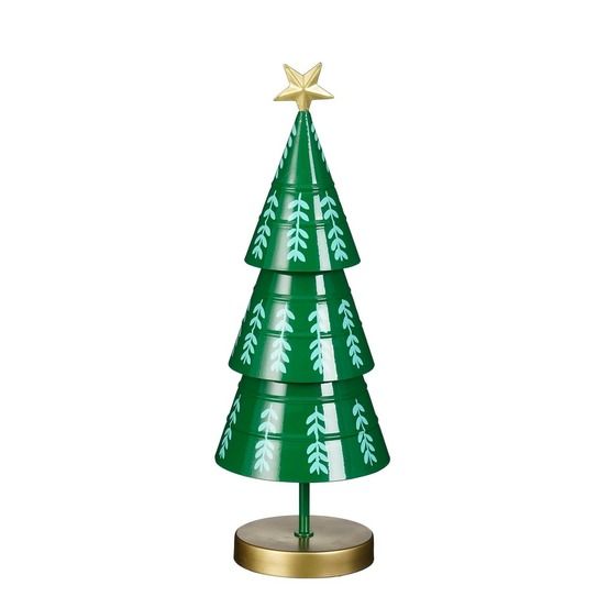 Mica decorations décoration de sapin de noël - h46 x ø13 cm - fer - vert
