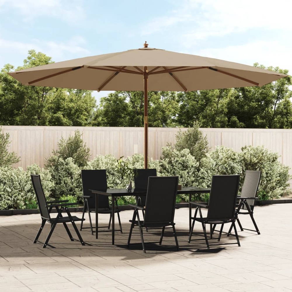 Parasol de jardin avec mât en bois taupe 400x273 cm