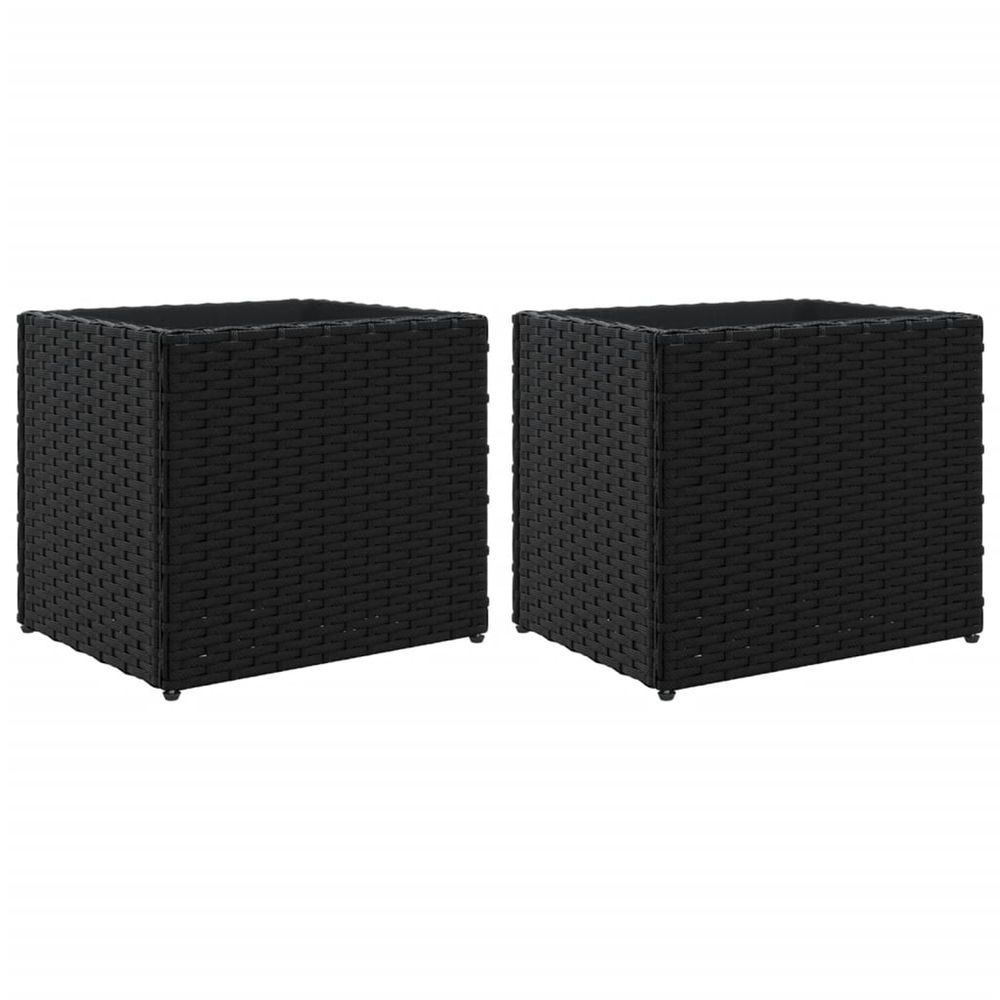 Jardinière d'extérieurs 2 pcs noir 36x30x32 cm résine tressée