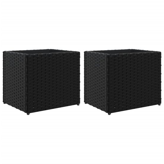 Jardinière d'extérieurs 2 pcs noir 36x30x32 cm résine tressée