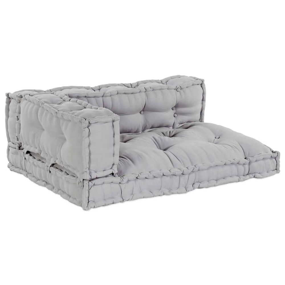 Coussin de canapé sur palette 3 pc tissu gris 120 x 80 x 38 cm