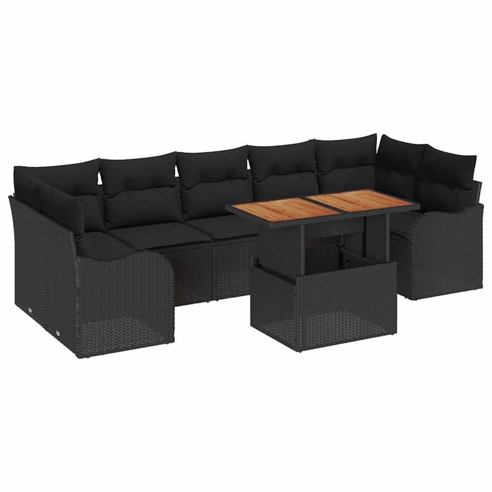 Ensemble de canapé de jardin 8 pc noir poly rotin