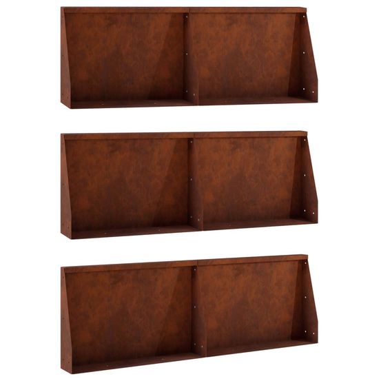 Mur de soutènement 6 pc 60 x 12 x 30 cm acier patiné rouillé