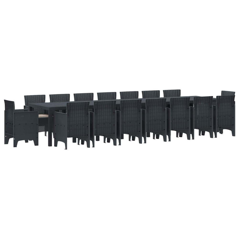 Ensemble de salle à manger de jardin avec coussins 17 pcs