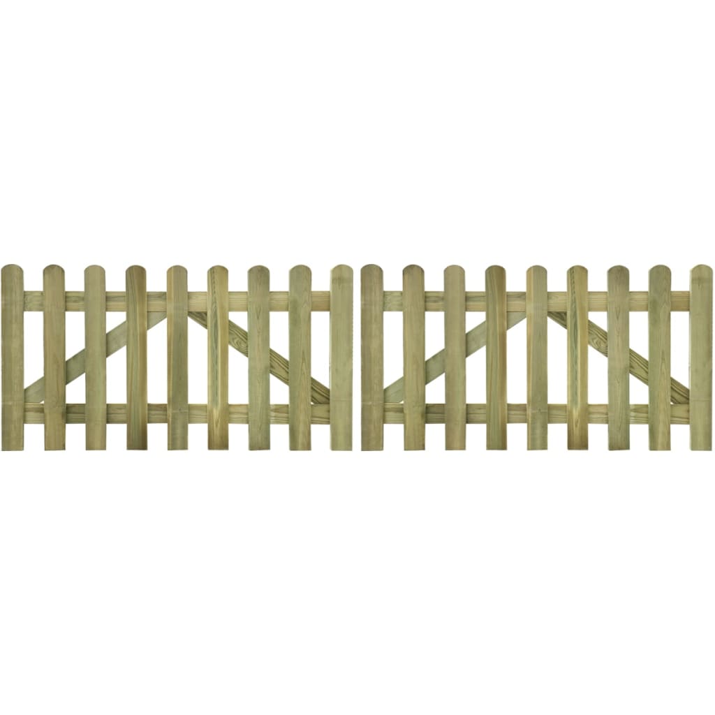 Portail de clôture à piquets 2 pcs bois imprégné 300x80 cm