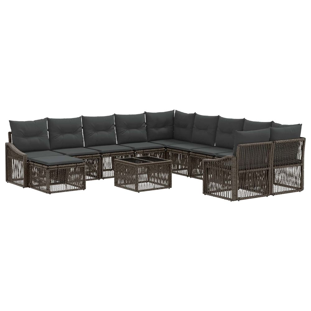 Ensemble de canapé de jardin 12 pc gris polyrotin