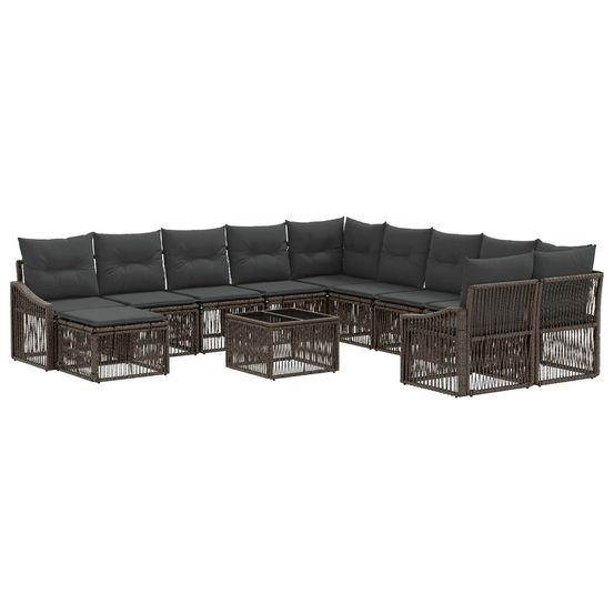 Ensemble de canapé de jardin 12 pc gris polyrotin