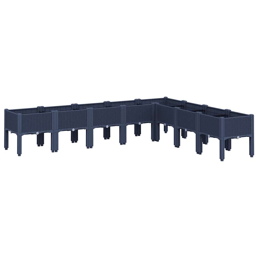 Jardinière d'extérieur avec pieds bleu gris 200x160x42 cm pp