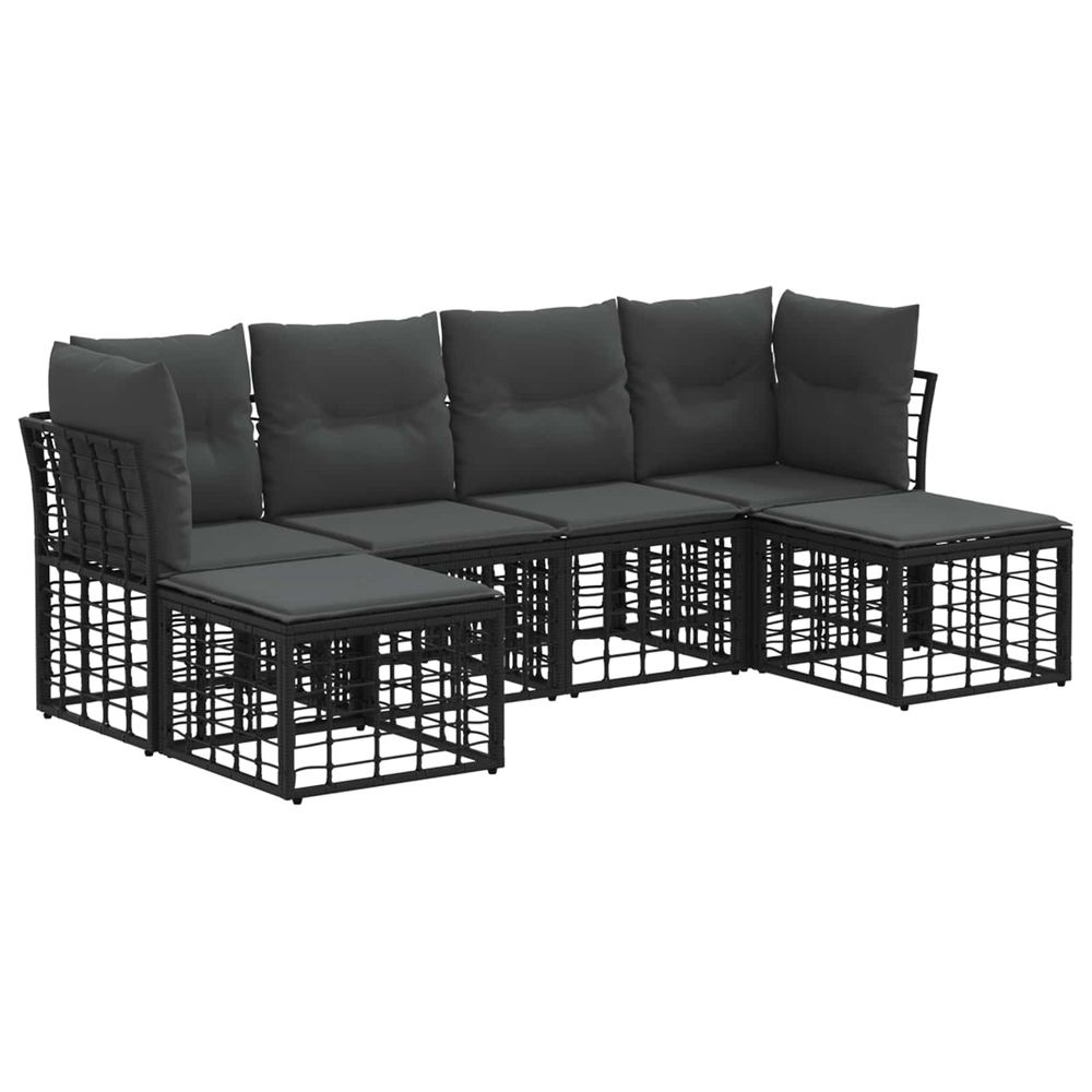 Ensemble de canapés d'extérieur noir polyester