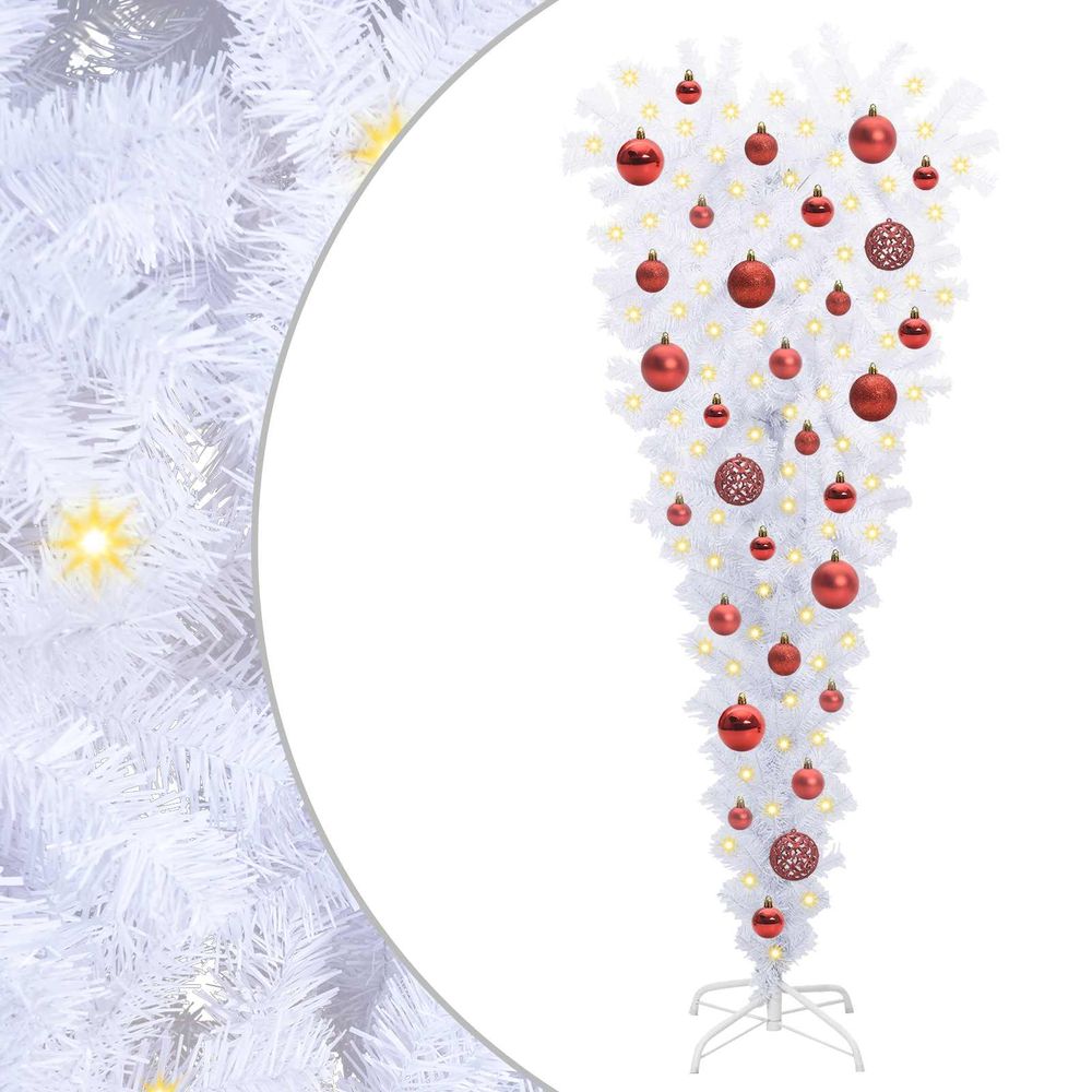 Sapin de noël artificiel avec 150 led blanc 120 cm pvc et acier