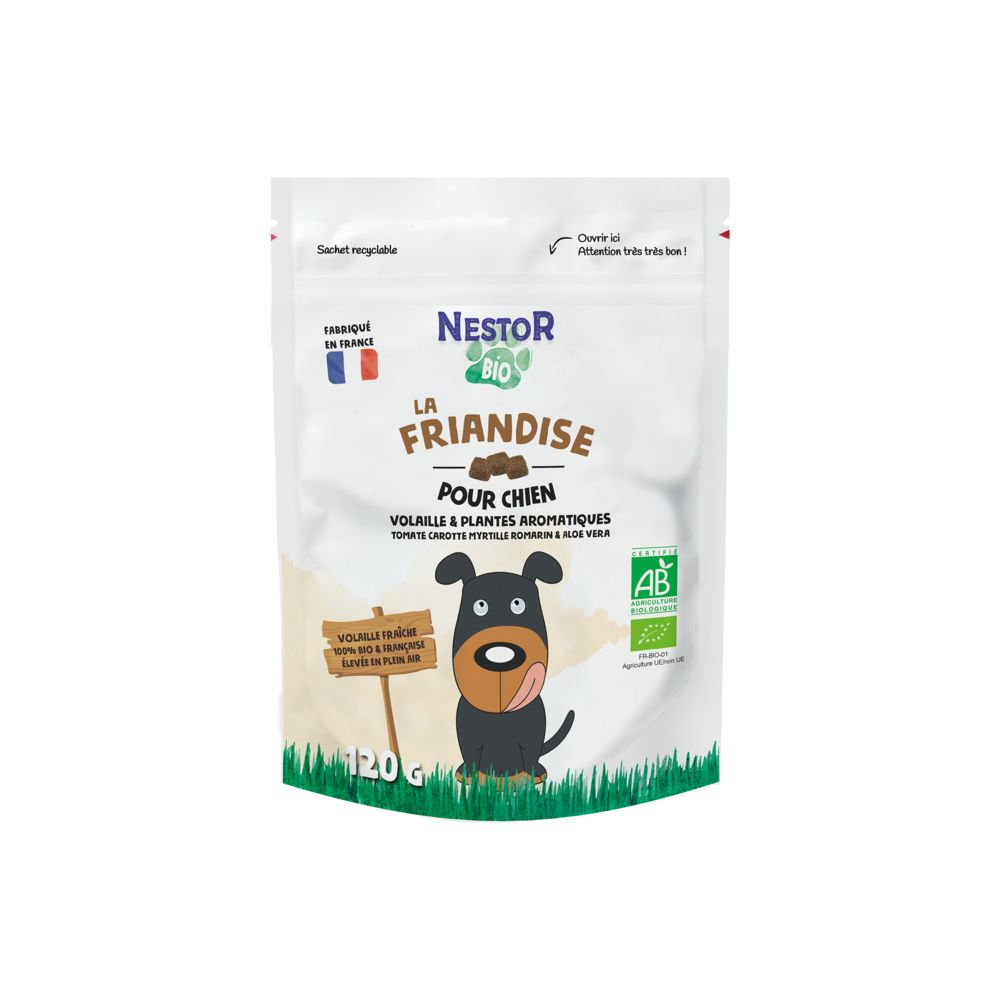 Friandises bio sans céréales à la volaille pour chien 120g