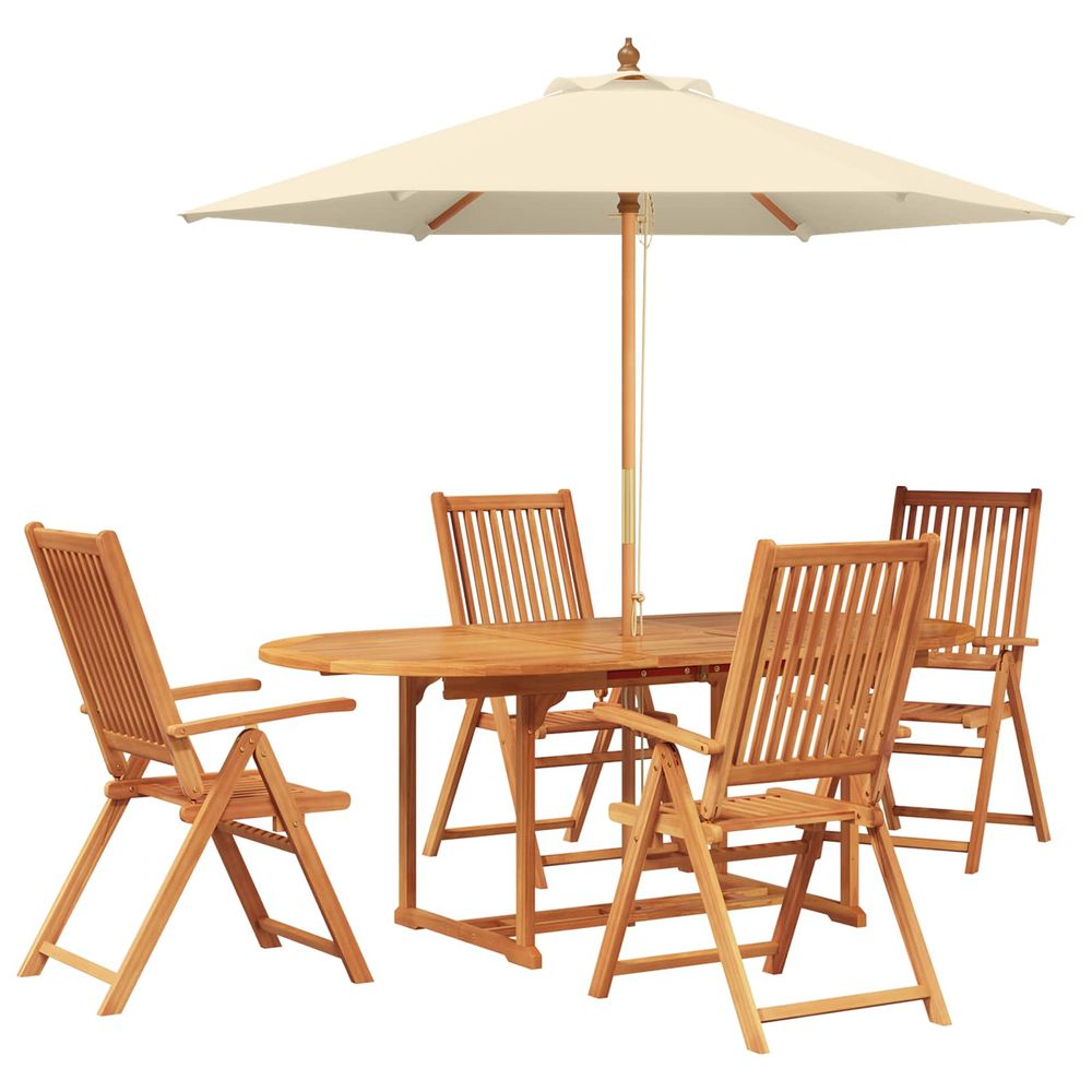 Ensemble de salle à manger d'extérieur avec parasol 6 pc