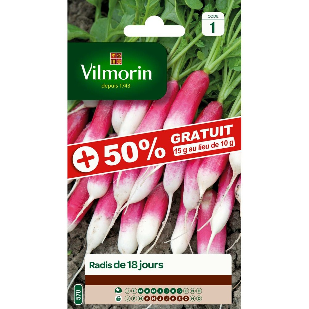 Sachet graines radis de 18 jours +50% gratuit
