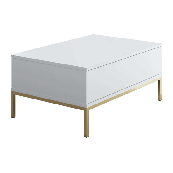 Table basse en agglomeré et métal lord blanc et doré