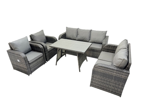 7 places dossier haut ensemble de meubles de jardin en rotin avec table à manger chaise inclinable canapé 3 places canapé d'amour