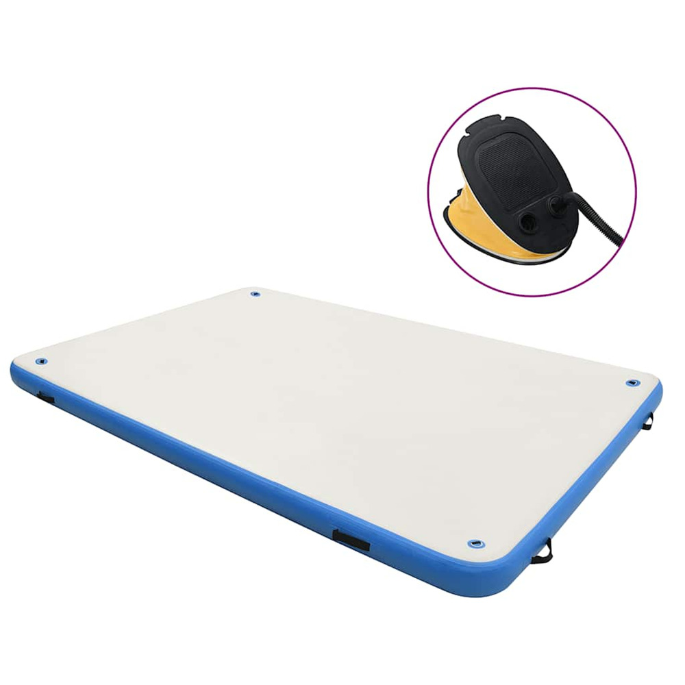 Pont flottant gonflable bleu et blanc 300x150x15 cm