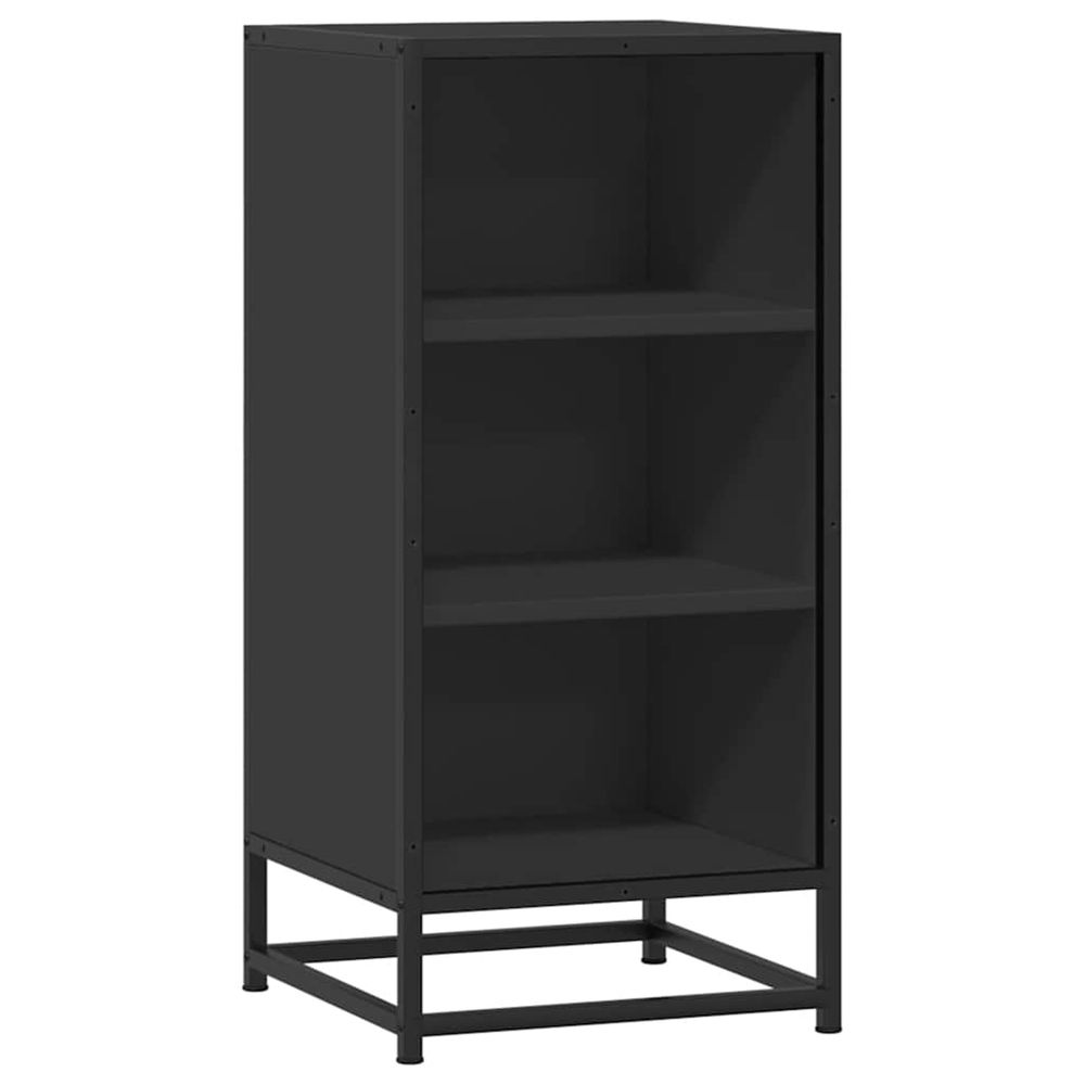 Buffet noir 35,5x35x76 cm bois d'ingénierie et métal