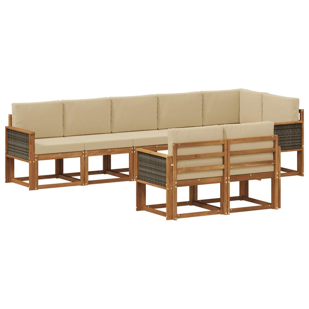 Ensemble de canapés d'extérieur 8 pc naturel et beige polyester