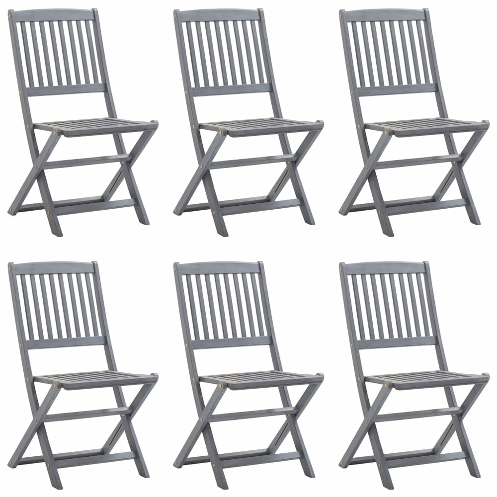 Chaises pliables d'extérieur lot de 6 et coussins bois d'acacia