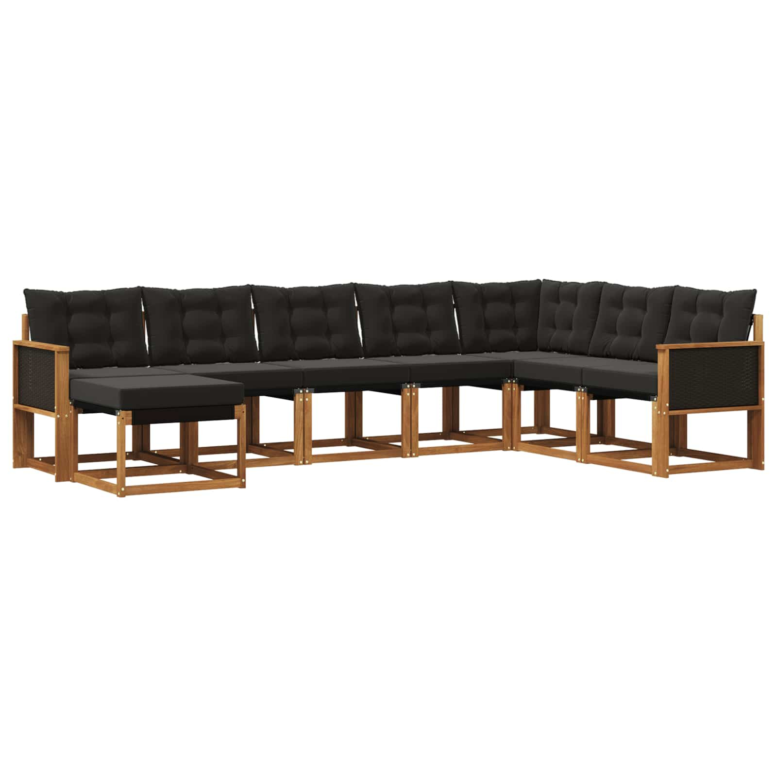 Ensemble de canapés d'extérieur 8 pcs naturel et noir
