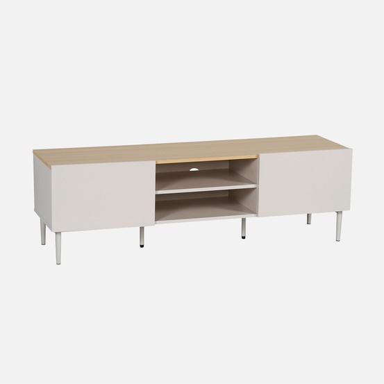 Meuble tv décor bois piétement métal 2 portes 140cm - ashton