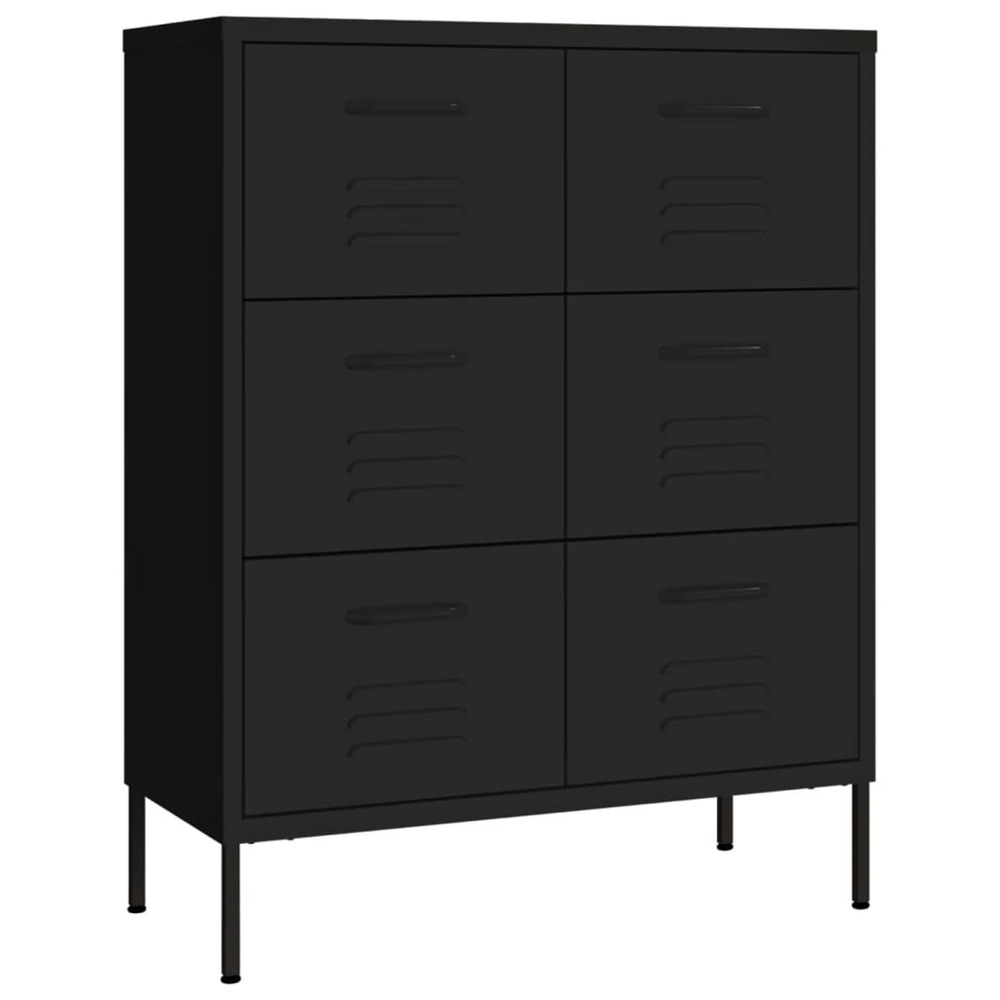 Armoire à tiroirs noir 80x35x101,5 cm acier