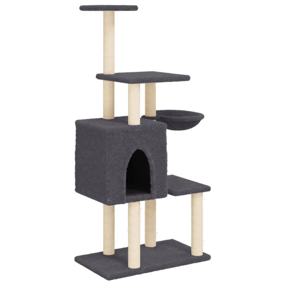 Arbre à chat avec griffoirs en sisal gris foncé 131 cm