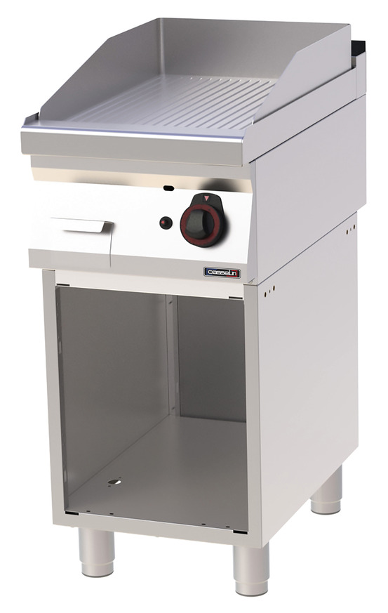 Plaque à snacker chrome rainurée avec soubassement gaz 40 - casselin